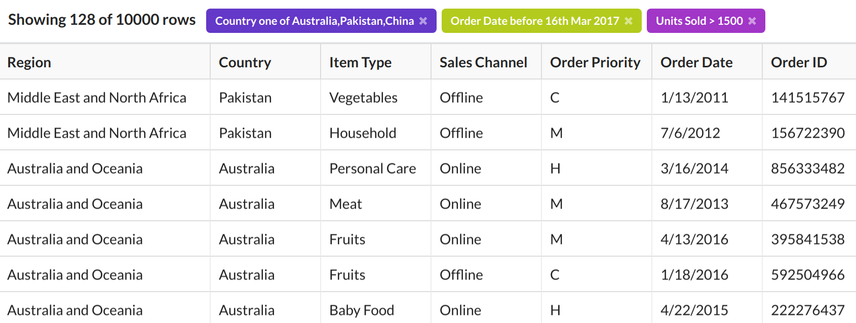 csv explorer tool with custom fiters